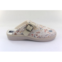 Zapatillas de casa para Mujer Plantilla muy confortable Dibujo de estrellas Fabricadas en Espana Color Beig